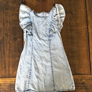 Charming Denim Kids Dress with Ruffle Sleeves